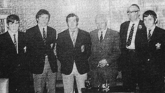 Delfryn Owens, Brynmor Williams, Gareth Edwards, Col. Ben Jones, D. P. Thomas, Dyfed Davies