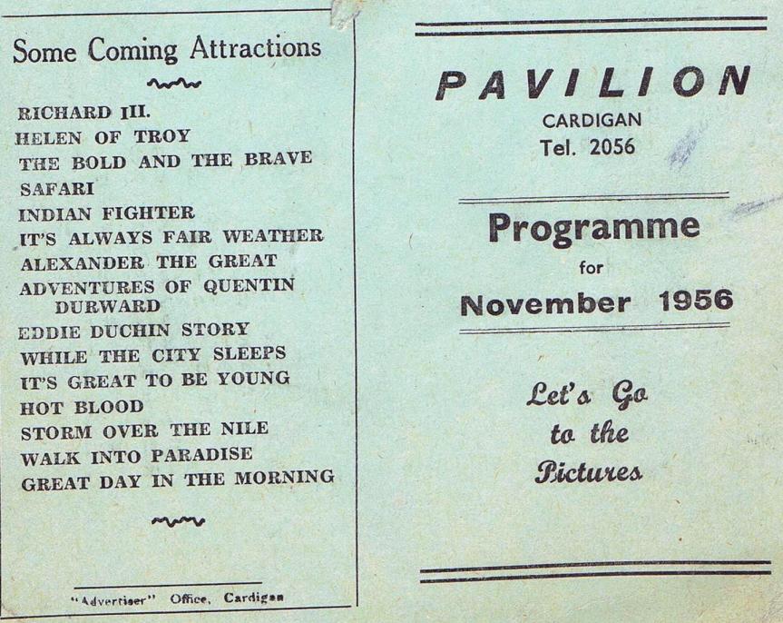 Pav Programme November 1956
